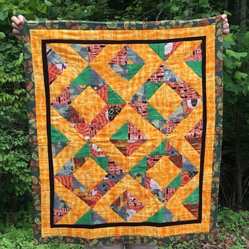 NWT Hand Crafted Aboriginal Prints Quilt Yellow